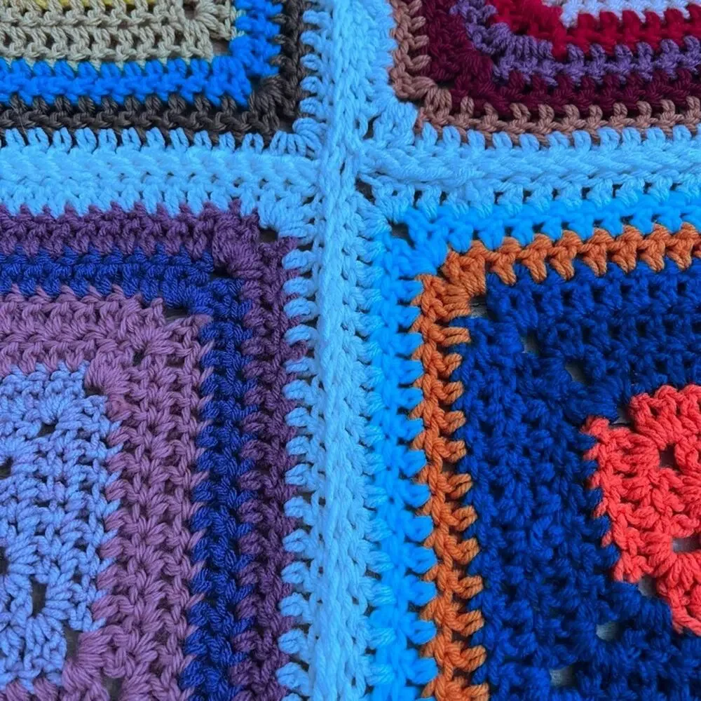 Handmade Crochet Granny Square Blanket 52 x 65